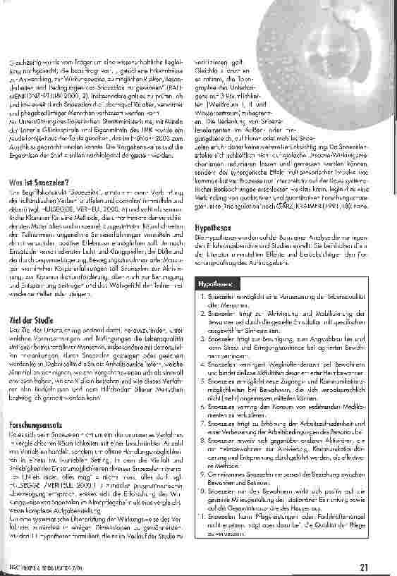 Vorschauseite 2: Snoezelen im AltenpflegeheimErgebnisse der wissenschaftlichen Begleituntersuchung im Altenpflegeheim des BRK in Regensburg