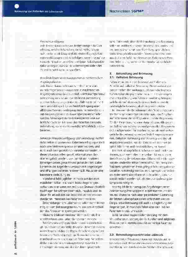 Vorschauseite 2: Betreuung von Patienten am LebensendeMedizinisch-ethische Richtlinien der SAMW(1. Publikation zur Vernehmiassung; die deutsche Fassung ist die Stammversion)