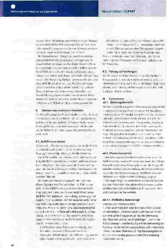 Vorschauseite 3: Betreuung von Patienten am LebensendeMedizinisch-ethische Richtlinien der SAMW(1. Publikation zur Vernehmiassung; die deutsche Fassung ist die Stammversion)