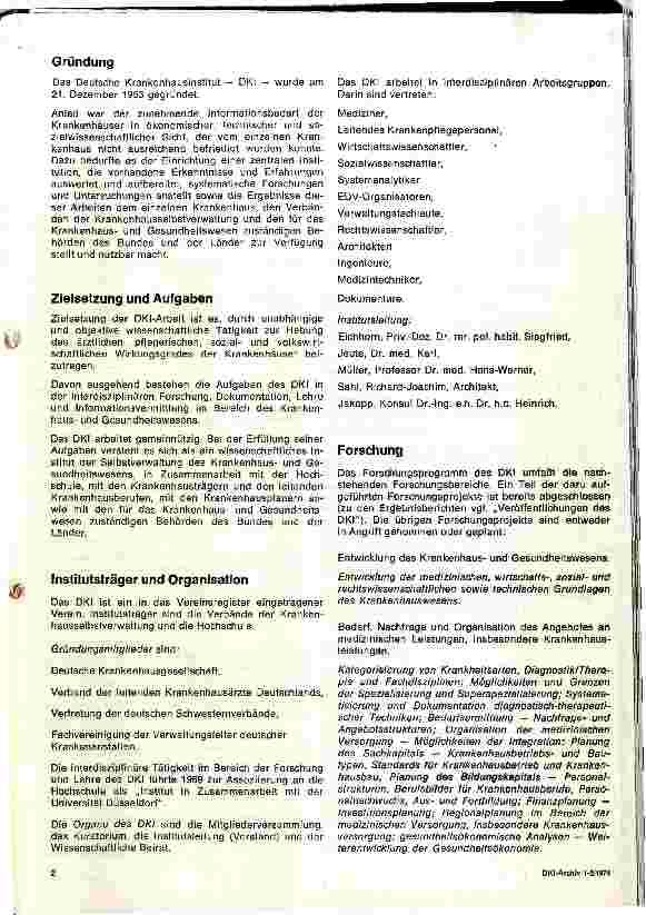 Vorschauseite 2: Das Deutsche Krankenhausinstitut DKI 1953-1973