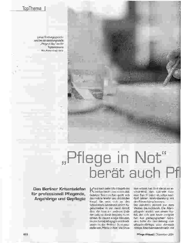 Vorschauseite 1: Pflege in Notberät auch Pflegende