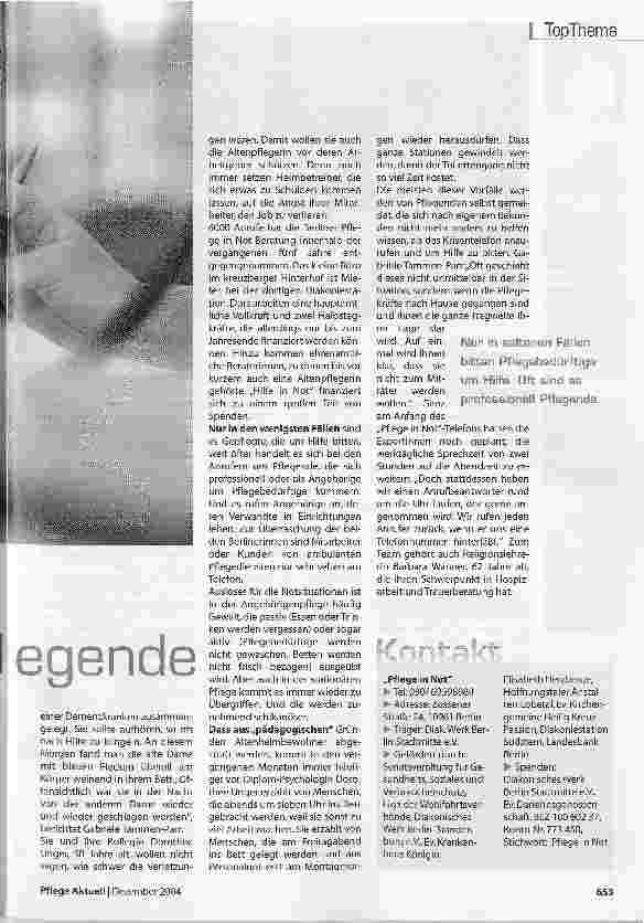 Vorschauseite 2: Pflege in Notberät auch Pflegende