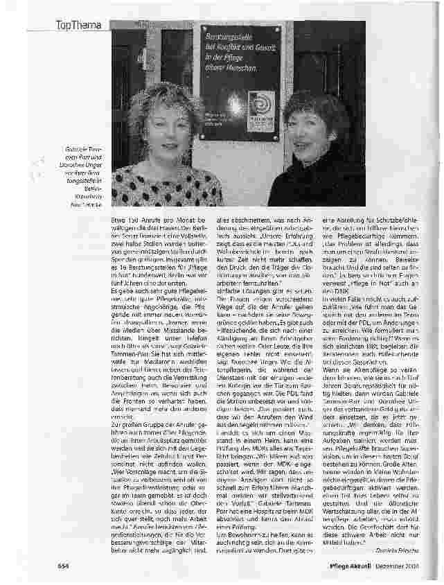 Vorschauseite 3: Pflege in Notberät auch Pflegende