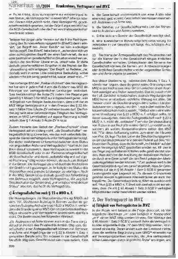 Vorschauseite 2: Krankenhaus, Vertragsarzt und MVZ