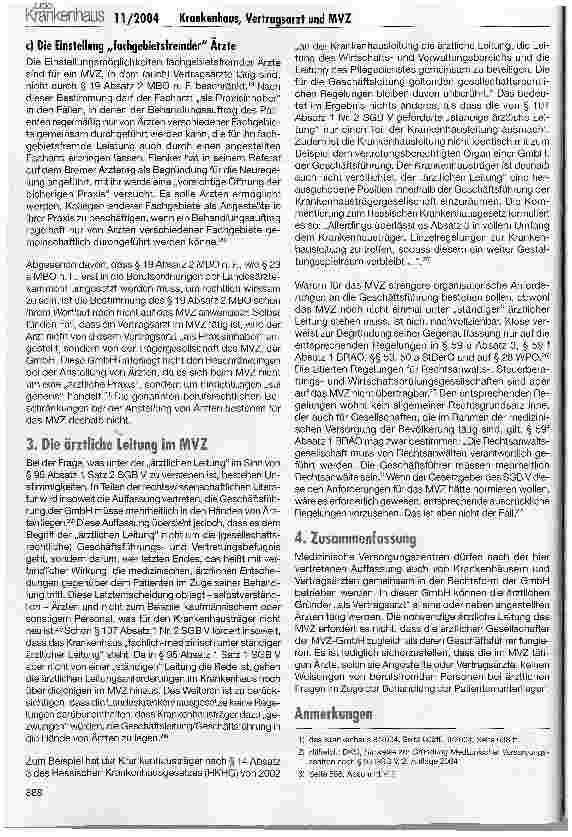 Vorschauseite 4: Krankenhaus, Vertragsarzt und MVZ