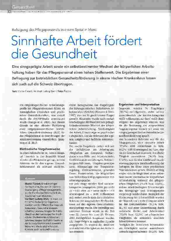 Vorschauseite 1: Sinnhafte Arbeit fördert die Gesundheit