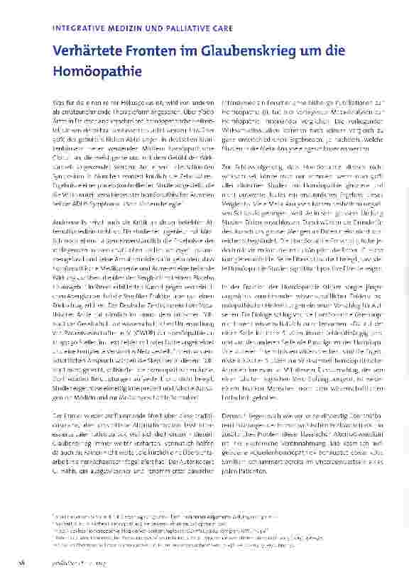Vorschauseite 1: Verhärtete Fronten im Glaubenskrieg um die Homöopathie