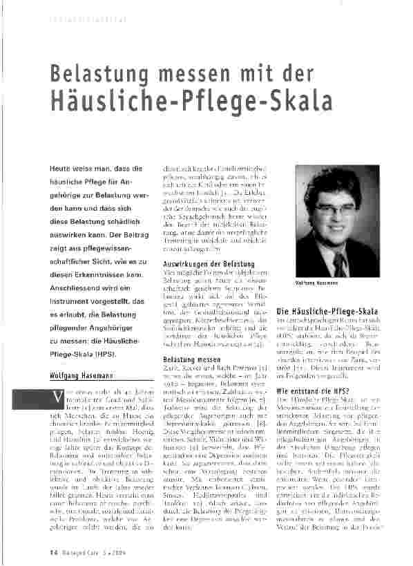 Vorschauseite 1: Belastung messen mit der Häusliche-Pflege-Skala