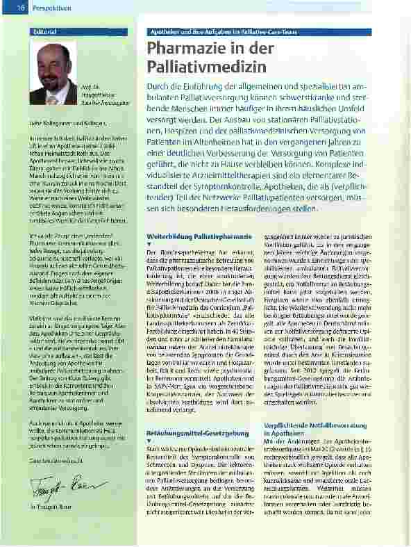 Vorschauseite 1: Pharmazie in der Palliativmedizin