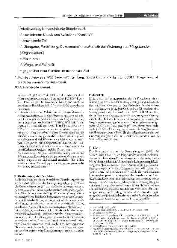 Vorschauseite 5: Die Zeitvergütung in der ambulanten Pflege nach den §§89, 120SGBXI