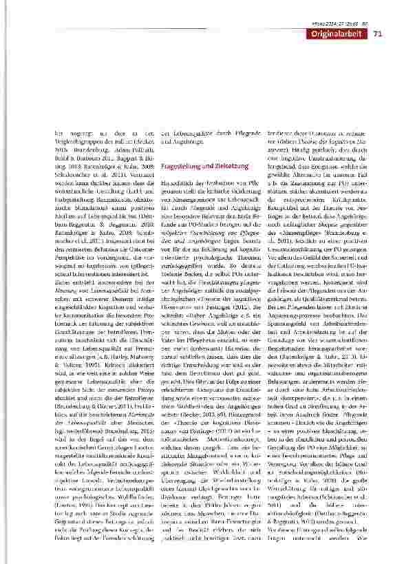 Vorschauseite 3: Lebensqualität von Bewohnerinnen einer Pflegeoase aus der Sicht von Pflegenden und Angehörigen -qualitative Befunde einer Evaluationsstudie