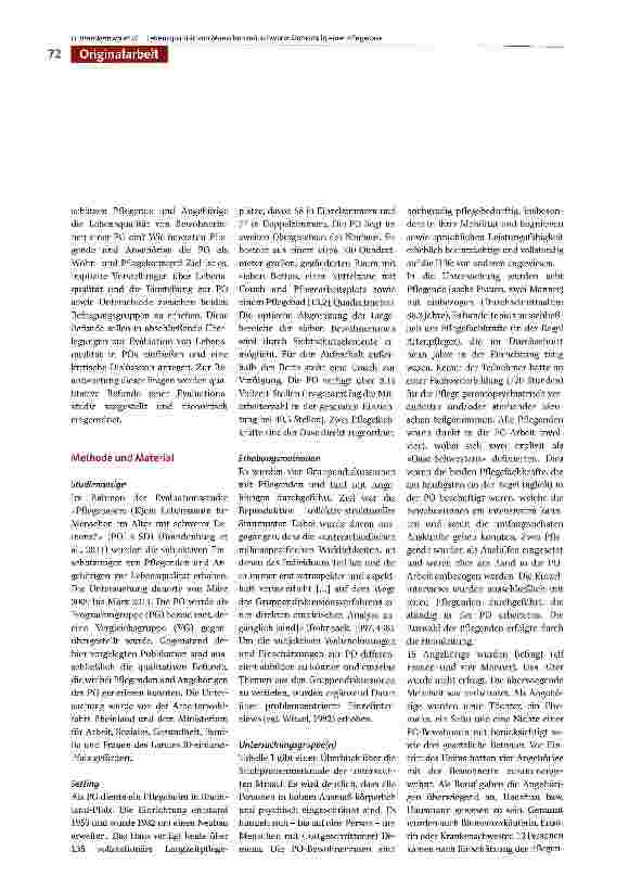 Vorschauseite 4: Lebensqualität von Bewohnerinnen einer Pflegeoase aus der Sicht von Pflegenden und Angehörigen -qualitative Befunde einer Evaluationsstudie