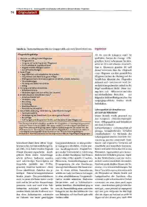 Vorschauseite 6: Lebensqualität von Bewohnerinnen einer Pflegeoase aus der Sicht von Pflegenden und Angehörigen -qualitative Befunde einer Evaluationsstudie