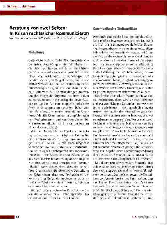Vorschauseite 1: Beratung von zwei Seiten:In Krisen rechtssicher kommunizieren