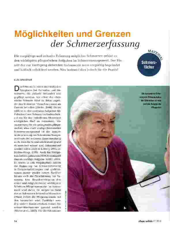 Vorschauseite 1: Möglichkeiten und Grenzen der Schmerzerfassung