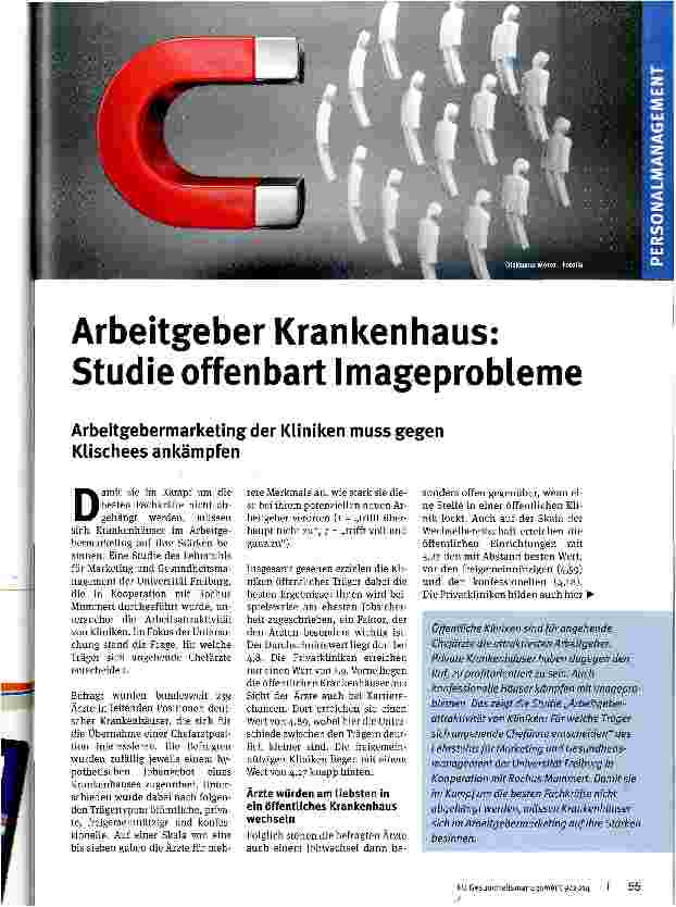 Vorschauseite 1: Arbeitgeber Krankenhaus: Studie offenbart Imageprobleme