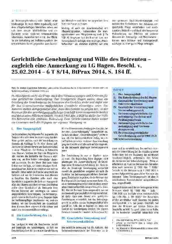 Vorschauseite 5: Schutzpflichten zugunsten pflegebedürftiger Menschen - welche Bedeutung haben Betreuer/innen und Bevollmächtigte?