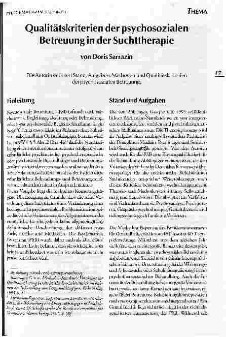 Vorschauseite 1: Qualitätskriterien der psychosozialen Betreuung in der Suchttherapie