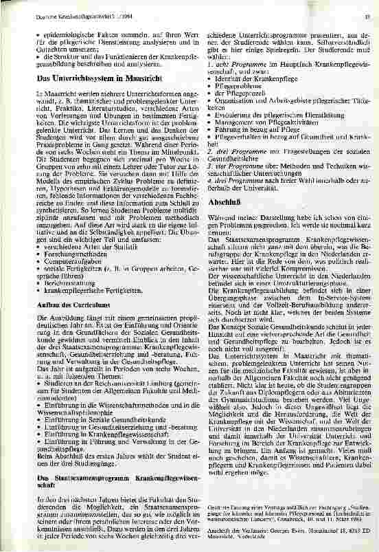 Vorschauseite 4: Das Studium der Krankenpflegewissenschaft Studienangebot an der Rechsuniversität in Maastricht