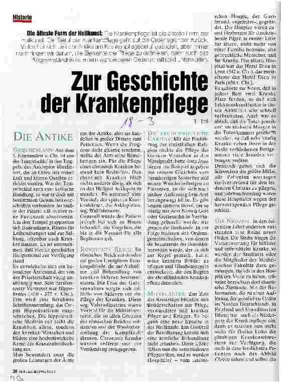 Vorschauseite 1: Zur Geschichte der Krankenpflege Die älteste Form der Heilkunst