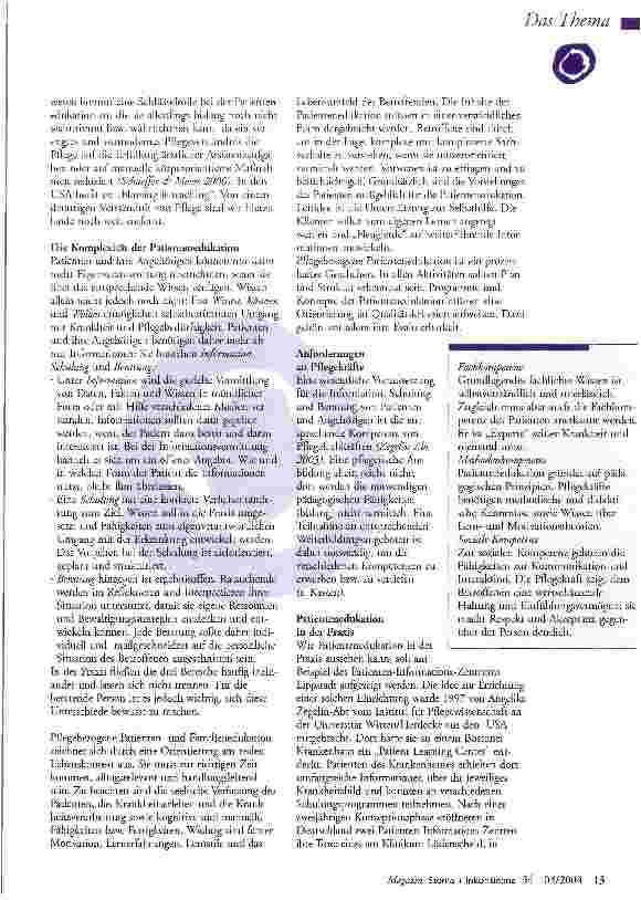 Vorschauseite 3: Patientenedukation - ein neues Handlungsfeld für die Pflege
