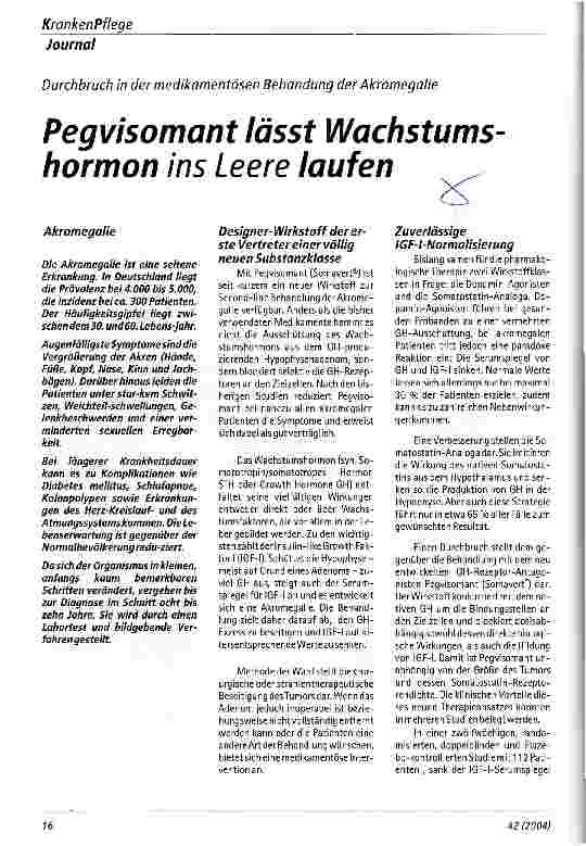 Vorschauseite 1: Pegvisomant lässt Wachstumshormon ins Leere laufen
