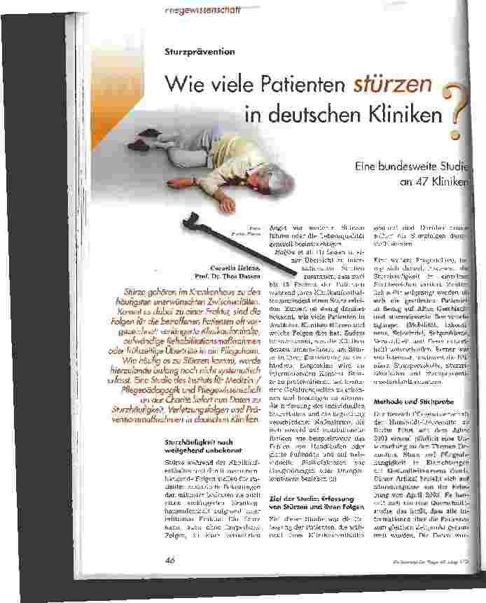 Vorschauseite 1: Wie viele Patienten stürzen in deutschen Kliniken?