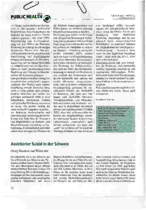 Vorschauseite 1: Assistierter Suizid in der Schweiz