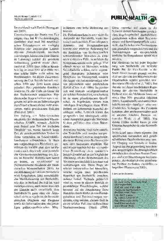 Vorschauseite 2: Assistierter Suizid in der Schweiz