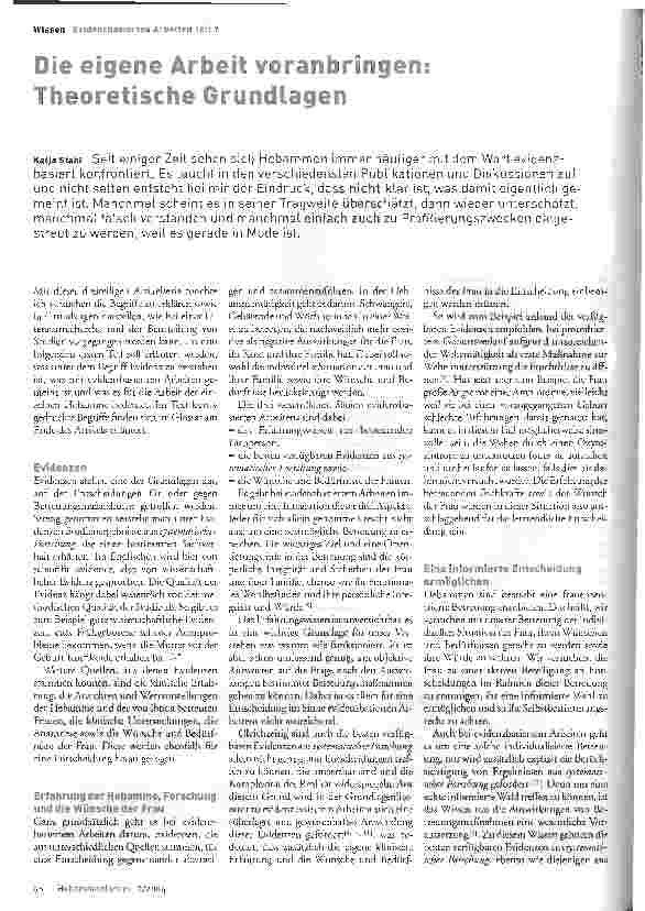 Vorschauseite 1: Die eigene Arbeit woranbringen: Theoretische GrundlagenEvidenzbasiertes Arbeiten, Teil 1