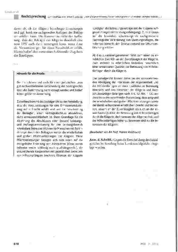 Vorschauseite 6: Zum Abschluss einer (neuen) Leistungsund Prüfungs-vereinbarung für den Leistungsbereich »Ambulant Betreutes Wohnen für Menschen mit Behinderung«