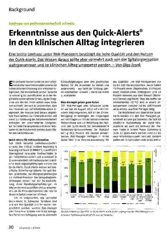 Vorschauseite 1: Erkenntnisse aus den Quick-Alerts in den klinischen Alltag integrieren