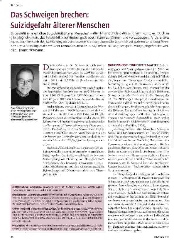 Vorschauseite 1: Das Schweigen brechen: Suizidgefahr älterer Menschen