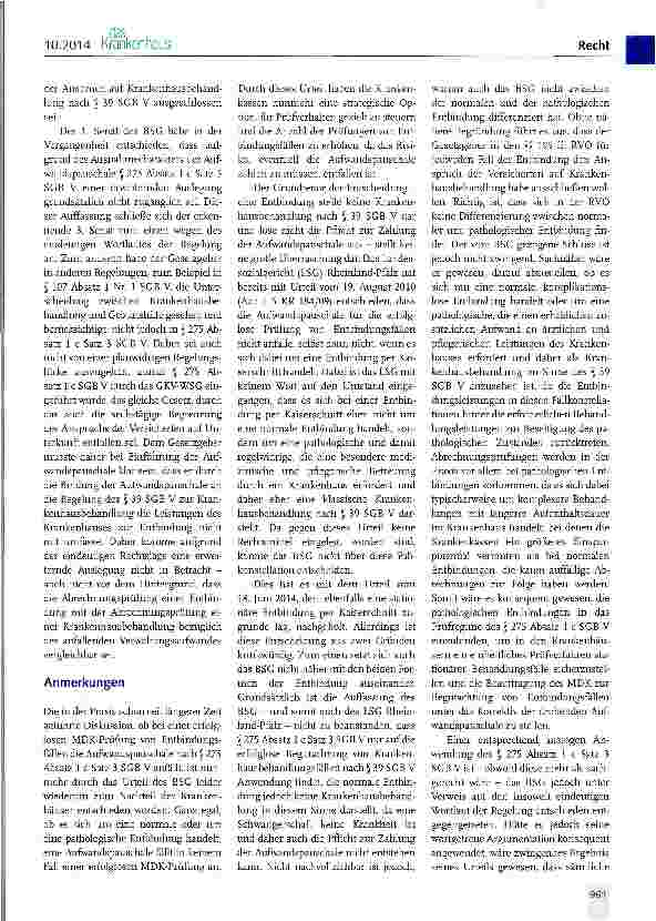 Vorschauseite 3: Erfolglose Überprüfung von Entbindungsfällen - kein Anspruch des Krankenhauses auf Zahlung der Aufwandspauschale