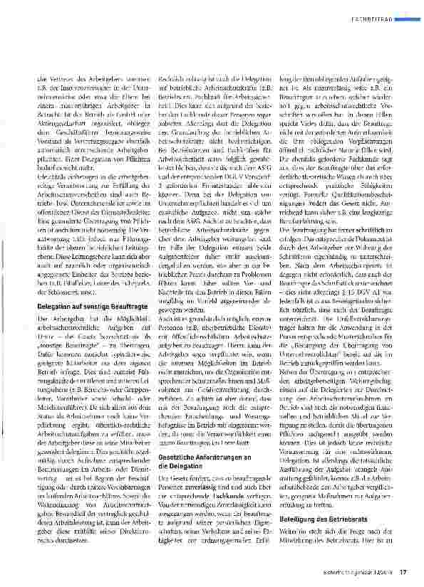 Vorschauseite 2: Delegation im Arbeitsschutz