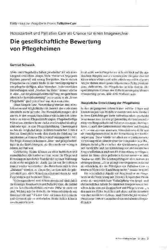 Vorschauseite 1: Die gesellschaftliche Bewertung von Pflegeheimen