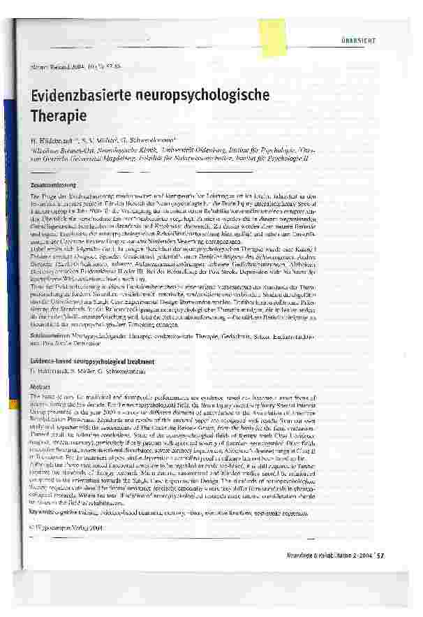 Vorschauseite 1: Evidenzbasierte neuropsychologische Therapie