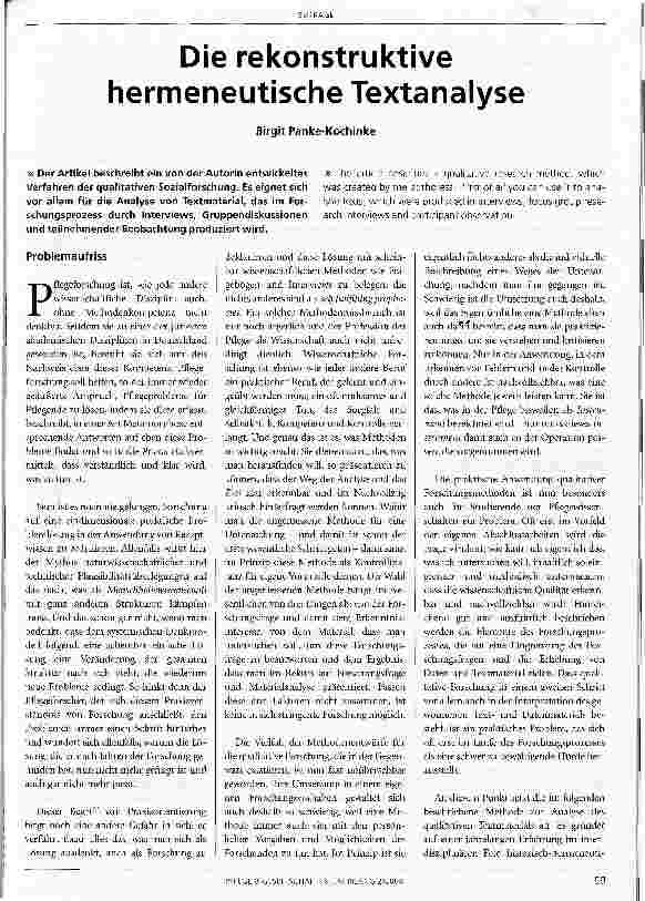 Vorschauseite 1: Die rekonstruktive hermeneutische Textanalyse