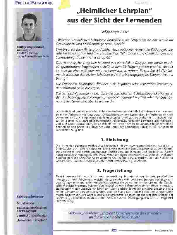 Vorschauseite 1: Heimlicher Lehrplan aus der Sicht der Lernenden