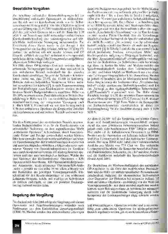 Vorschauseite 2: Klinikambulantes Operieren Kalkulation der anästhesiologischen Kosten und Erlöse