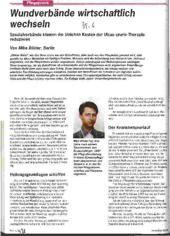 Vorschauseite 1: Wundverbände wirtschaftlich wechseln Spezialverbände können die übli chen Kosten der Ulcus-cruris-Therapie reduzieren