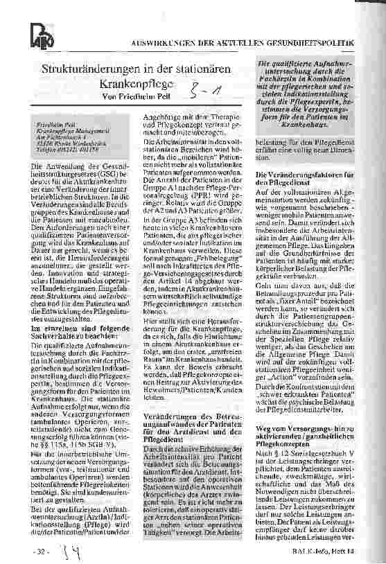Vorschauseite 1: Strukturänderungen in der stationären Krankenpflege Auswirkungen der aktuellen Gesundheitspolitik
