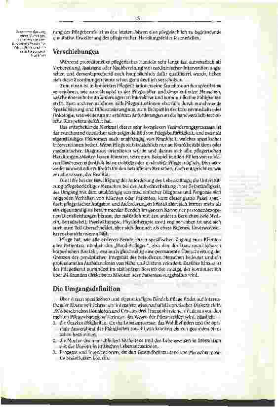 Vorschauseite 2: Zwischen Abgrenzung und Kooperation Das Hess. Bildungskonzept versucht, dem Veränderungsprozeß in der Pflege einen Rahmen zu geben