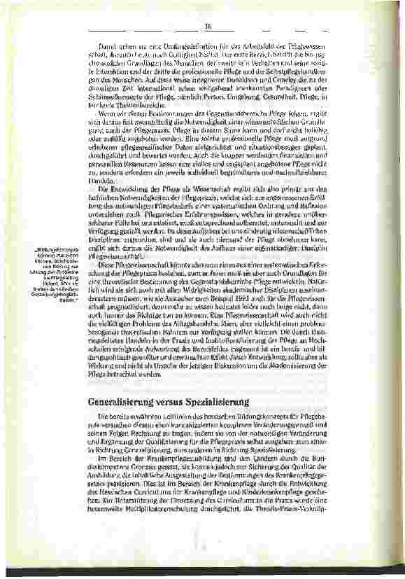 Vorschauseite 3: Zwischen Abgrenzung und Kooperation Das Hess. Bildungskonzept versucht, dem Veränderungsprozeß in der Pflege einen Rahmen zu geben