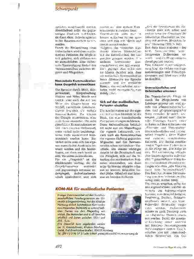 Vorschauseite 3: Migranten - in der Pflege alles anders Wie wir der Sprachlosigkeit im Umgang mit ausländischen Patienten begegnen können