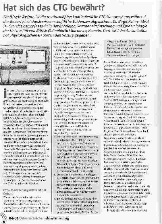 Vorschauseite 1: Hat sich das CTG bewährt?