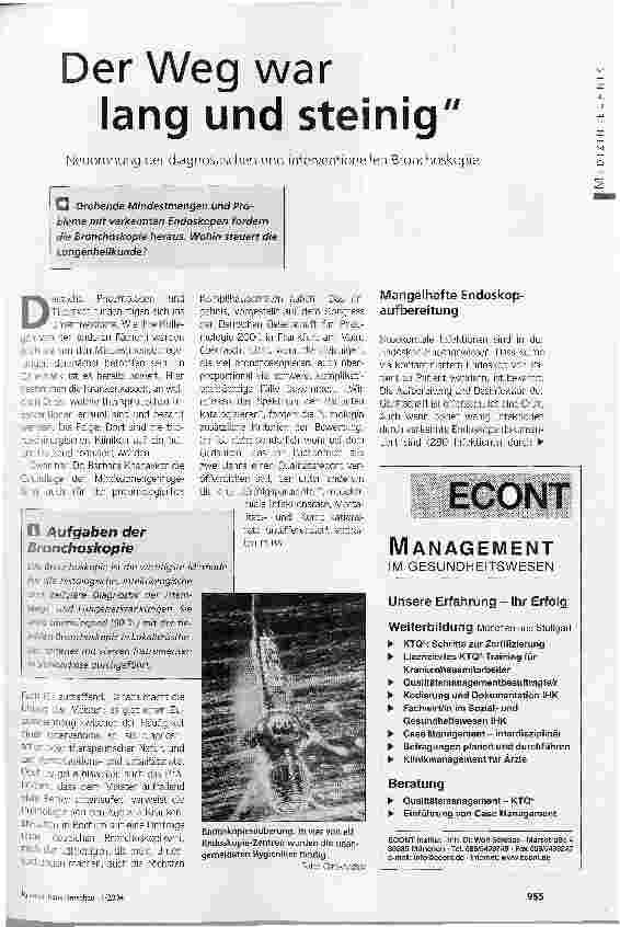 Vorschauseite 1: Der Weg war lang und steinig. Neuordnung der diagnostischen und interventionellen Bronchoskopie