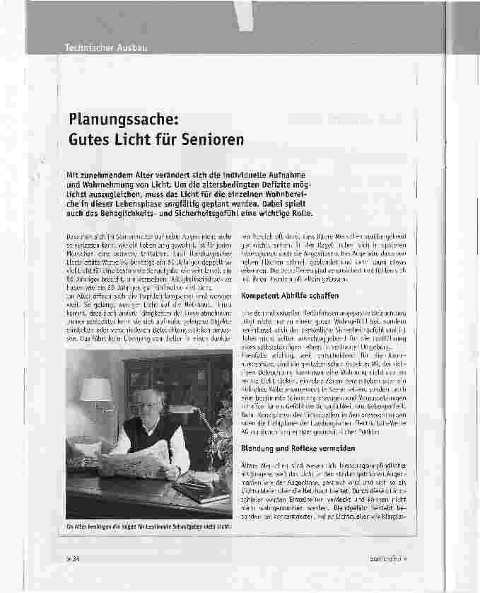 Vorschauseite 1: Planungssache: Gutes Licht für Senioren