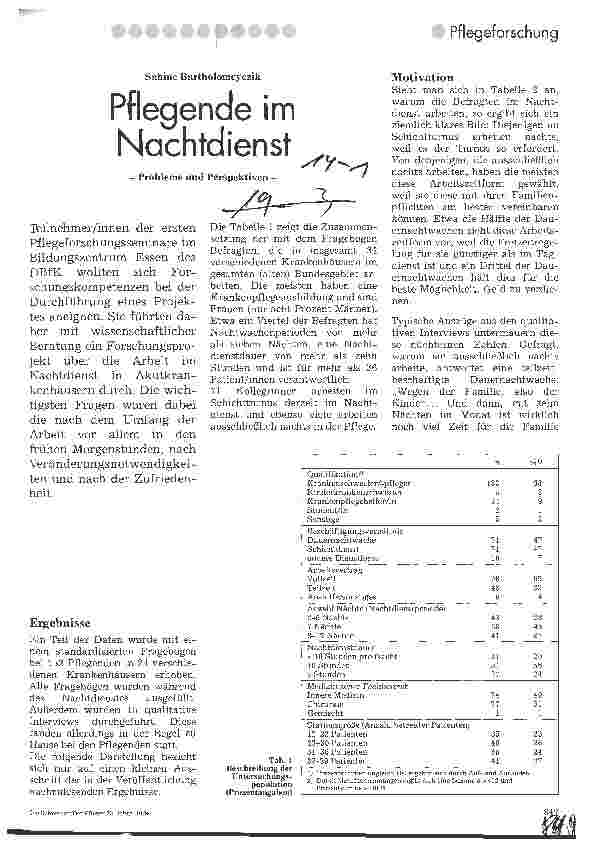 Vorschauseite 1: Pflegende im Nachtdienst Probleme und Perspektiven