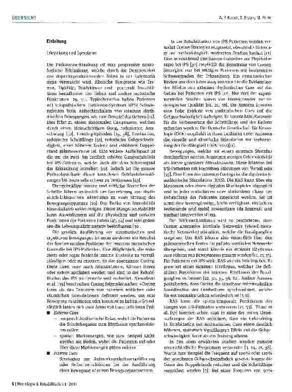 Vorschauseite 2: Der Effekt von rhythmisch-auditorischer Stimulation auf das Gehen bei Parkinson Patienten - applizierte Frequenzen und Langzeiteffekte